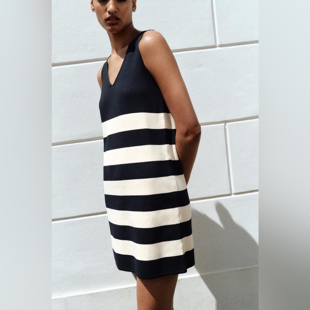 ZARA STRIPED KNIT MINI DRESS
